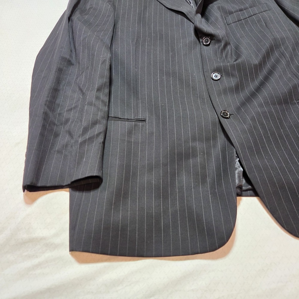 Gianfranco Ruffini Italy Blazer 48R Black Pinstripe 100% Wool Sport Coat Mens - Picture 2 of 16